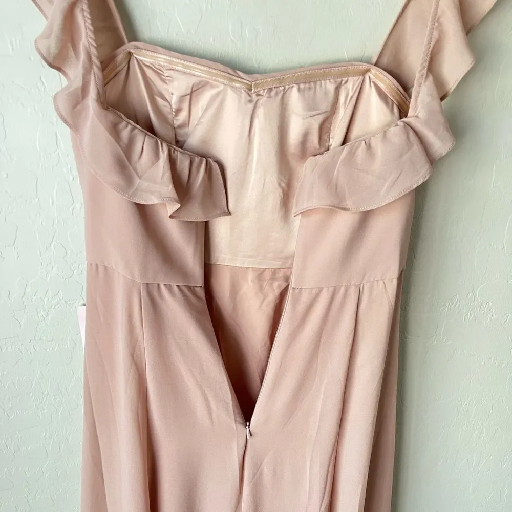 BHLDN Macau Ruffle Sleeve Apricot Bridesmaid Dress Pink Size 4 NEW NWT